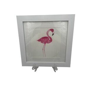 Framed Flamingo Watercolor Art Print 12x12 Inches White Frame Wall Decor Minimal